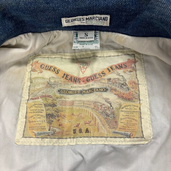 Vintage Guess Georges Marciano Denim Jacket Blue Sz S Lined Jean USA - Picture 5 of 7
